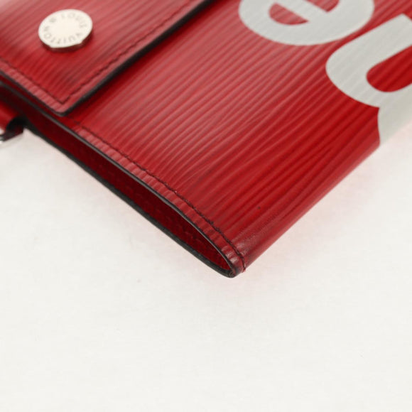 LOUIS VUITTON Epi LV × Supreme Chain Compact Wallet Red M67755 LV Auth 140687M