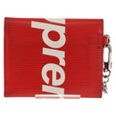 LOUIS VUITTON Epi LV × Supreme Chain Compact Wallet Red M67755 LV Auth 140687M-3