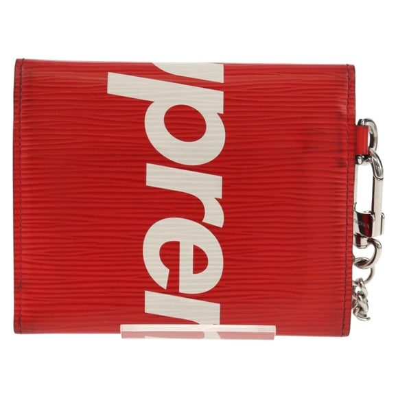 LOUIS VUITTON Epi LV × Supreme Chain Compact Wallet Red M67755 LV Auth 140687M