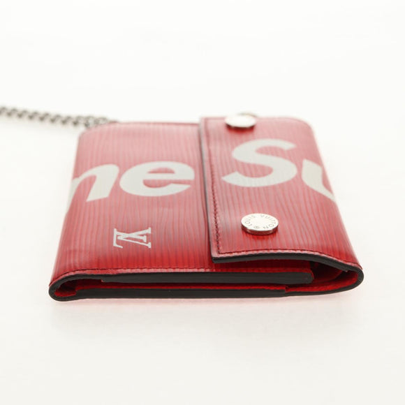 LOUIS VUITTON Epi LV × Supreme Chain Compact Wallet Red M67755 LV Auth 140687M