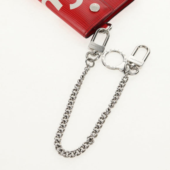 LOUIS VUITTON Epi LV × Supreme Chain Compact Wallet Red M67755 LV Auth 140687M