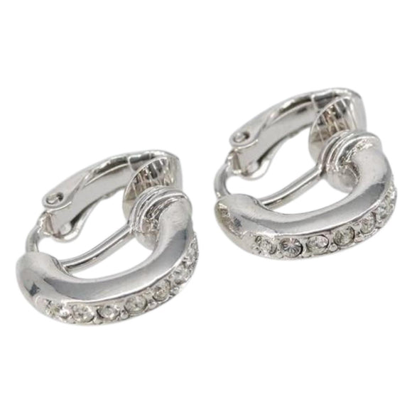 Christian Dior Earring metal Silver tone Auth 140689