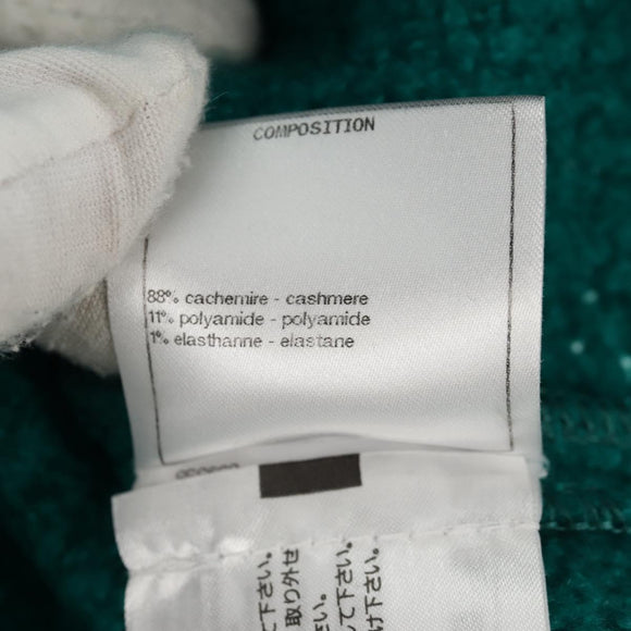 CHANEL Jacket Tweed Green Silver CC Auth 140691M