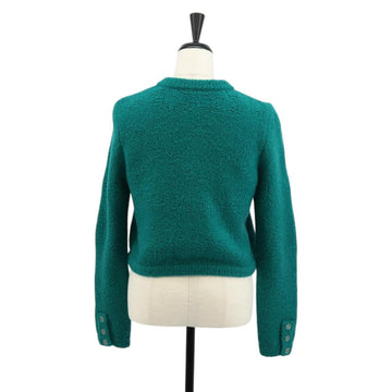 CHANEL Jacket Tweed Green Silver CC Auth 140691M - 0