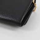 FENDI Chain Long Wallet Leather Black Gold Auth 140694M-18
