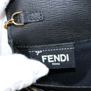 FENDI Chain Long Wallet Leather Black Gold Auth 140694M-23