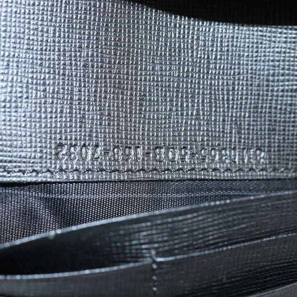 FENDI Chain Long Wallet Leather Black Gold Auth 140694M