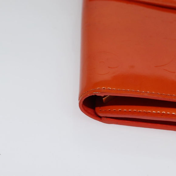 LOUIS VUITTON Monogram Vernis Walker Wallet Orange LV Auth 140710