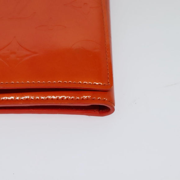 LOUIS VUITTON Monogram Vernis Walker Wallet Orange LV Auth 140710