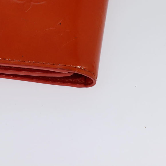 LOUIS VUITTON Monogram Vernis Walker Wallet Orange LV Auth 140710