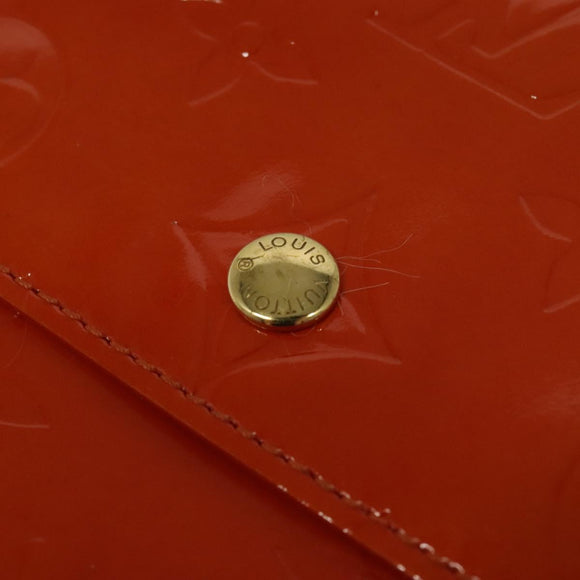 LOUIS VUITTON Monogram Vernis Walker Wallet Orange LV Auth 140710