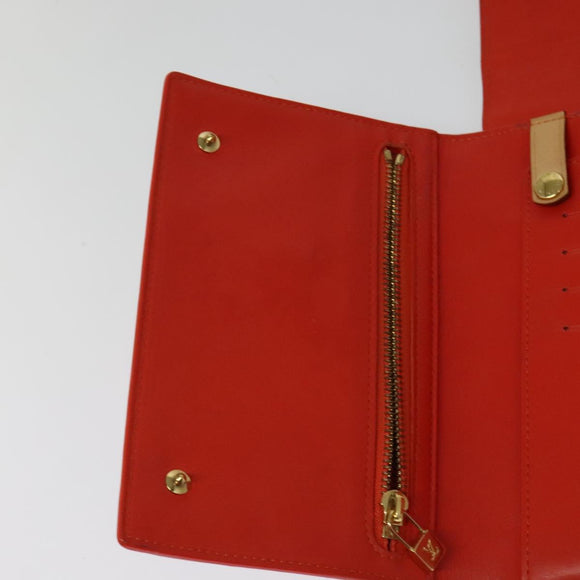 LOUIS VUITTON Monogram Vernis Walker Wallet Orange LV Auth 140710