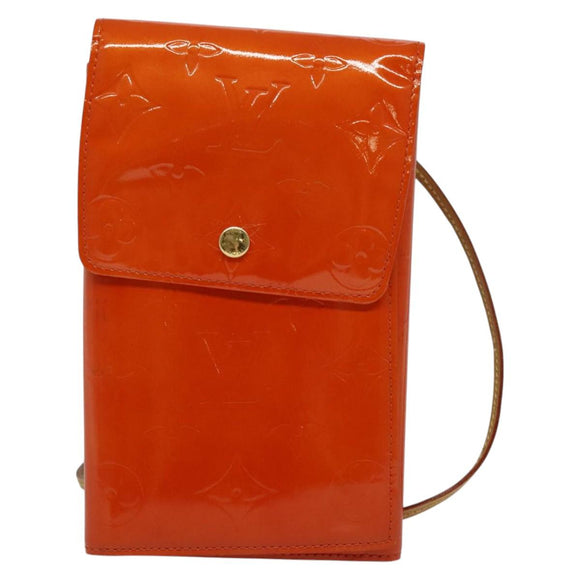 LOUIS VUITTON Monogram Vernis Walker Wallet Orange LV Auth 140710