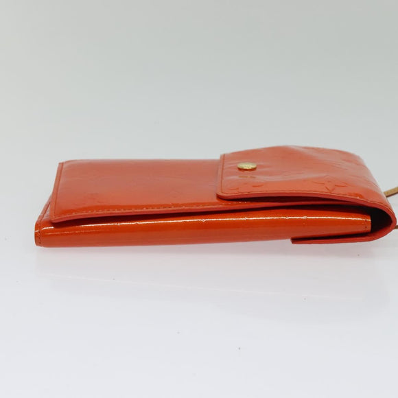 LOUIS VUITTON Monogram Vernis Walker Wallet Orange LV Auth 140710