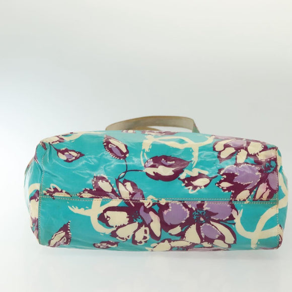 CHANEL Tote Bag Canvas PVC Green Silver CC Auth 140713