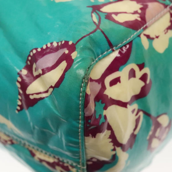 CHANEL Tote Bag Canvas PVC Green Silver CC Auth 140713