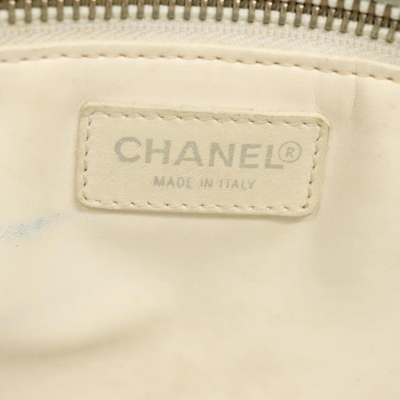 CHANEL Tote Bag Canvas PVC Green Silver CC Auth 140713