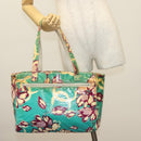 CHANEL Tote Bag Canvas PVC Green Silver CC Auth 140713-24