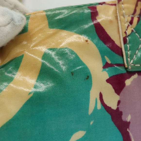 CHANEL Tote Bag Canvas PVC Green Silver CC Auth 140713