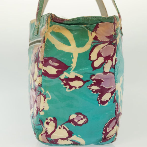 CHANEL Tote Bag Canvas PVC Green Silver CC Auth 140713