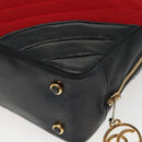 CHANEL V Stitch Shoulder Bag Cotton Red Gold CC Auth 140715-11