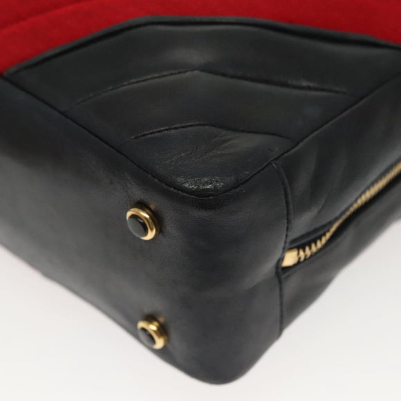 CHANEL V Stitch Shoulder Bag Cotton Red Gold CC Auth 140715