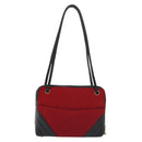 CHANEL V Stitch Shoulder Bag Cotton Red Gold CC Auth 140715-3