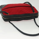 CHANEL V Stitch Shoulder Bag Cotton Red Gold CC Auth 140715-6