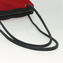 CHANEL V Stitch Shoulder Bag Cotton Red Gold CC Auth 140715-7