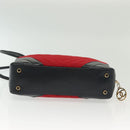 CHANEL V Stitch Shoulder Bag Cotton Red Gold CC Auth 140715-9