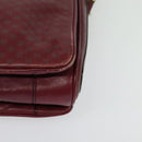 CELINE Macadam Canvas Shoulder Bag Leather Bordeaux Gold Auth 140717-14