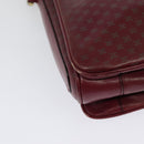 CELINE Macadam Canvas Shoulder Bag Leather Bordeaux Gold Auth 140717-15