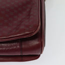 CELINE Macadam Canvas Shoulder Bag Leather Bordeaux Gold Auth 140717-16