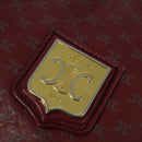 CELINE Macadam Canvas Shoulder Bag Leather Bordeaux Gold Auth 140717-17
