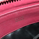 CELINE Macadam Canvas Shoulder Bag Leather Bordeaux Gold Auth 140717-10