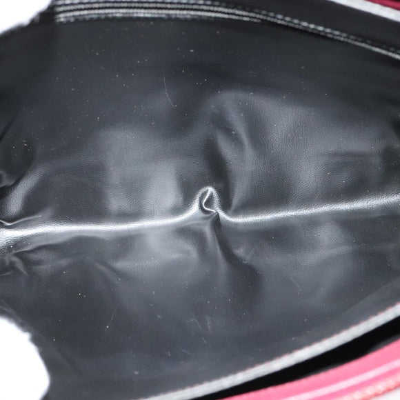 CELINE Macadam Canvas Shoulder Bag Leather Bordeaux Gold Auth 140717