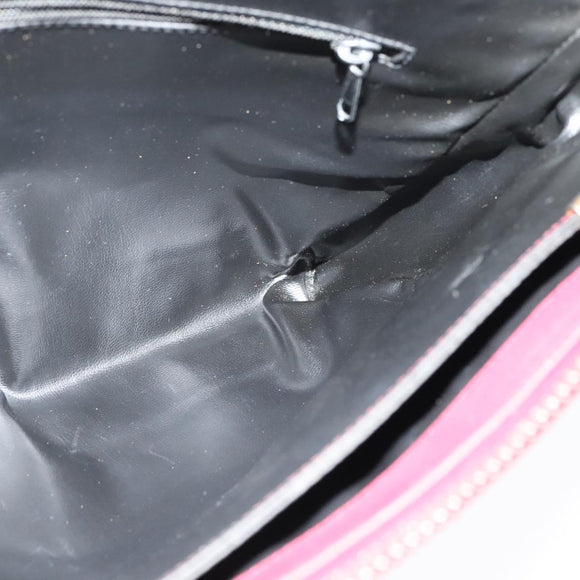 CELINE Macadam Canvas Shoulder Bag Leather Bordeaux Gold Auth 140717