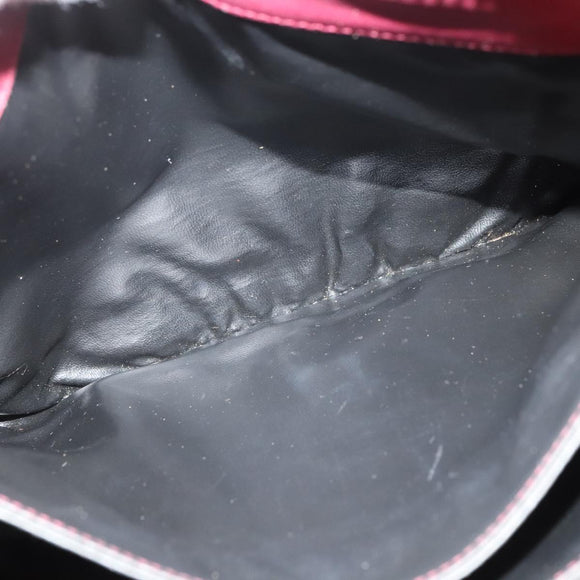 CELINE Macadam Canvas Shoulder Bag Leather Bordeaux Gold Auth 140717