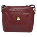 CELINE Macadam Canvas Shoulder Bag Leather Bordeaux Gold Auth 140717-13