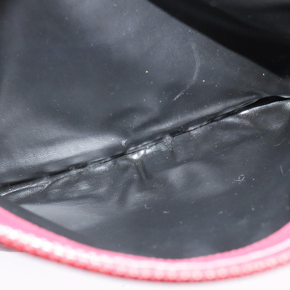 CELINE Macadam Canvas Shoulder Bag Leather Bordeaux Gold Auth 140717