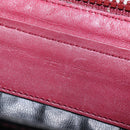 CELINE Macadam Canvas Shoulder Bag Leather Bordeaux Gold Auth 140717-22