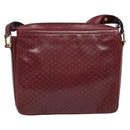 CELINE Macadam Canvas Shoulder Bag Leather Bordeaux Gold Auth 140717-2