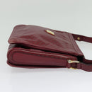 CELINE Macadam Canvas Shoulder Bag Leather Bordeaux Gold Auth 140717-4