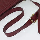 CELINE Macadam Canvas Shoulder Bag Leather Bordeaux Gold Auth 140717-7