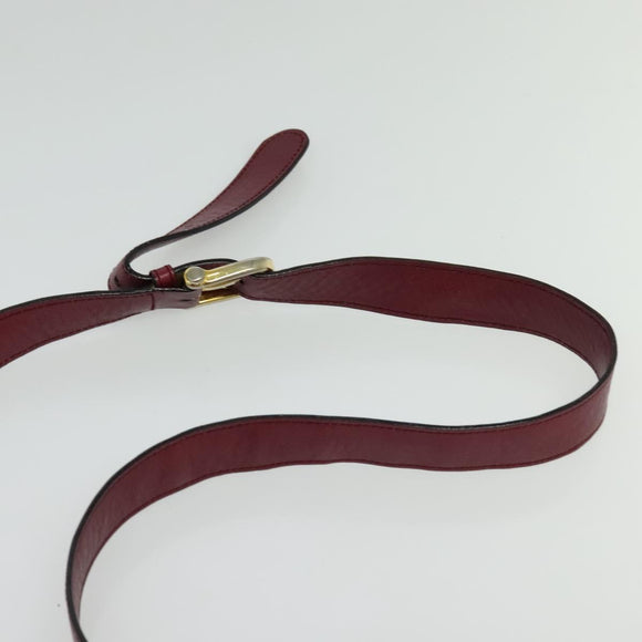 CELINE Macadam Canvas Shoulder Bag Leather Bordeaux Gold Auth 140717