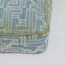 FENDI Zucca Canvas Shoulder Bag Denim Light Blue Gold Auth 140722-14