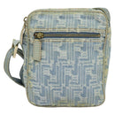 FENDI Zucca Canvas Shoulder Bag Denim Light Blue Gold Auth 140722-13