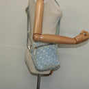 FENDI Zucca Canvas Shoulder Bag Denim Light Blue Gold Auth 140722-21