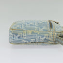 FENDI Zucca Canvas Shoulder Bag Denim Light Blue Gold Auth 140722-4