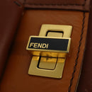 FENDI Pecan Canvas Hand Bag 2way Black Brown Auth 140723-16